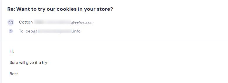 Retailer reply from Fat & Weird Cookie